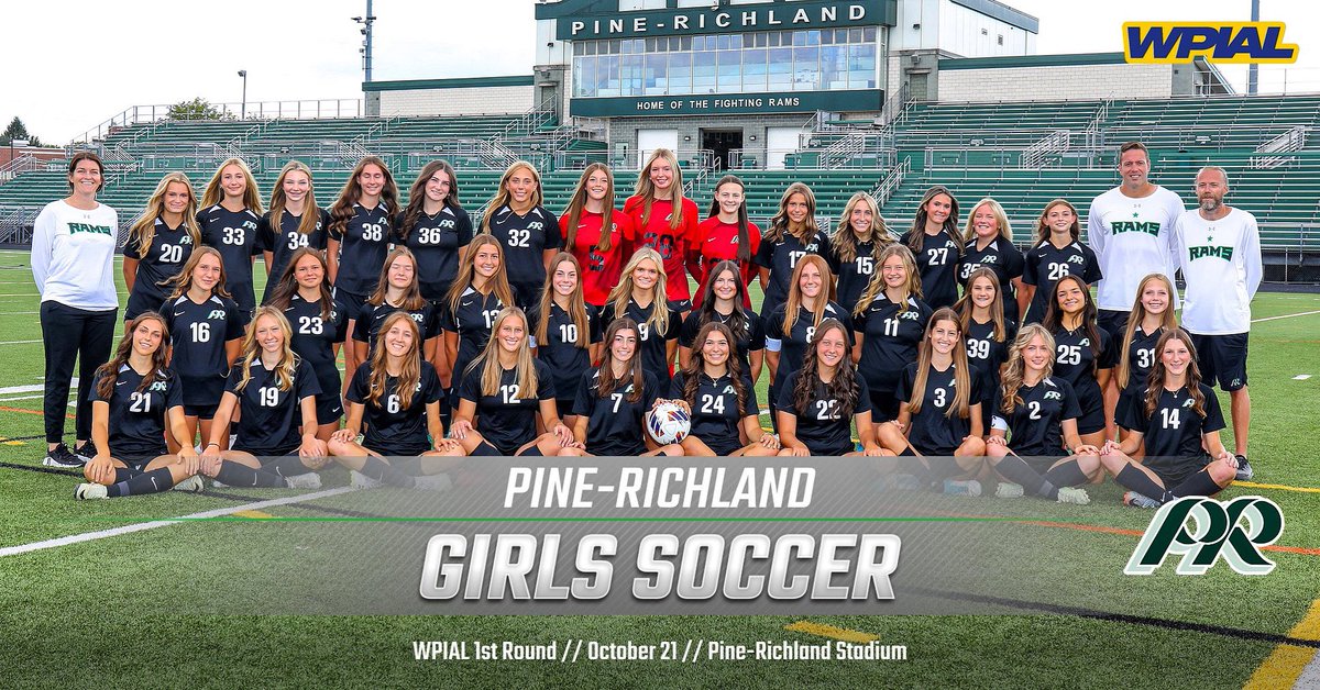 Good luck to our Girls Soccer team in the first round of the WPIAL 4A tournament!  The 8th seeded Rams host #9 Greater Latrobe @ PR Stadium, 6:30 start ⚽️