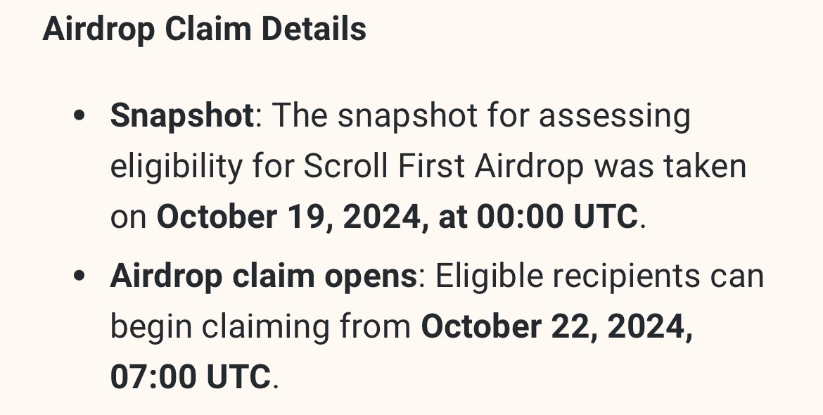#SCROLL AirDrop 🪂

See ya tomorrow to claim our peanuts 🥜 

Claim begin at 07:00 UTC on this link

Claim: claim.scroll.io (not live)

Mark it🔖