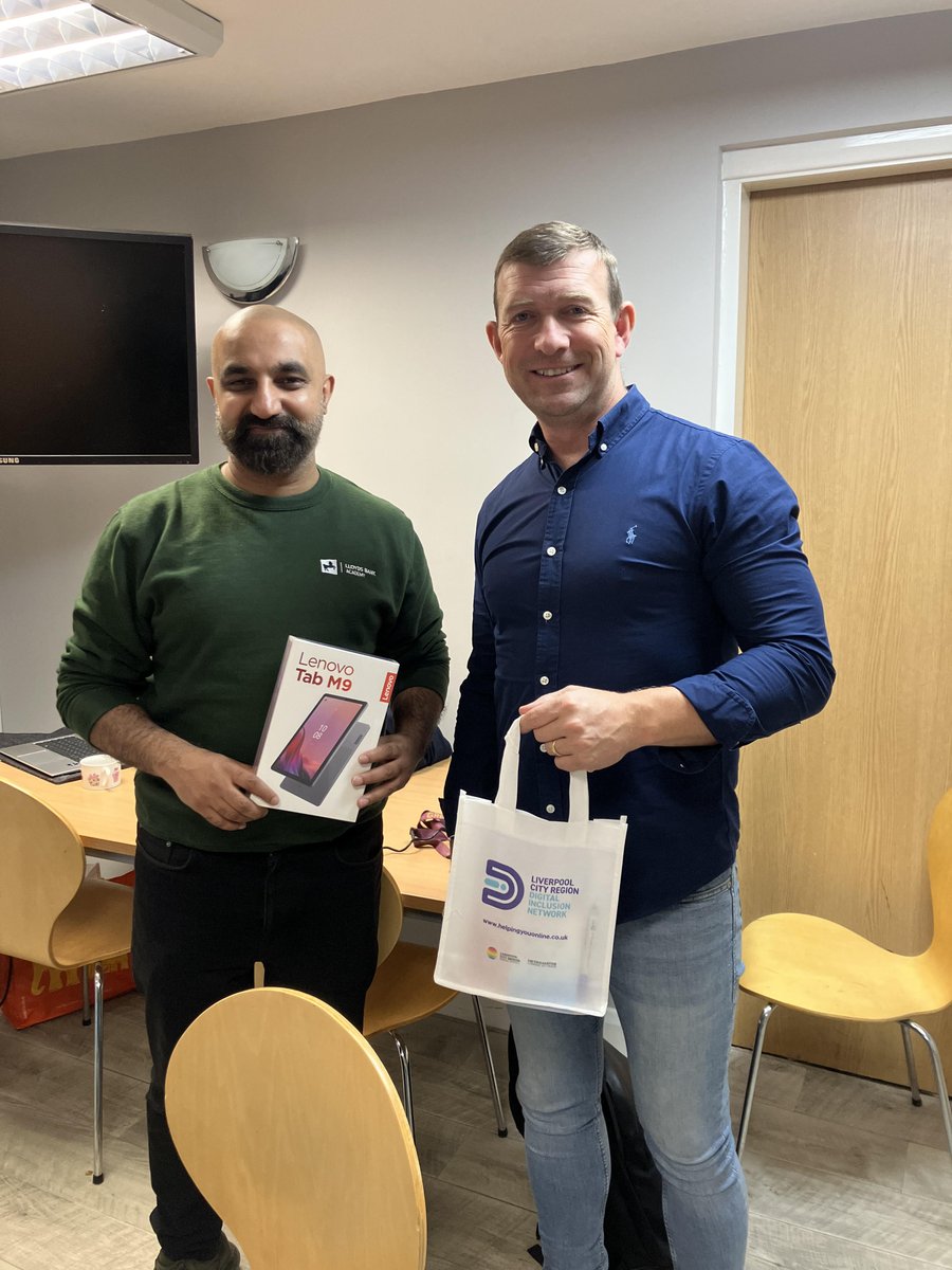 Thank you to Adam from <a href="/LloydsBank/">Lloyds</a> Academy who delivered Digital Inclusion Training to the women in the refuge in partnership with Liverpool City Region Digital Inclusion Network we were able to provide them with free tablets, mifi and data to help them be connected. <a href="/VodafoneUK/">Vodafone UK</a>