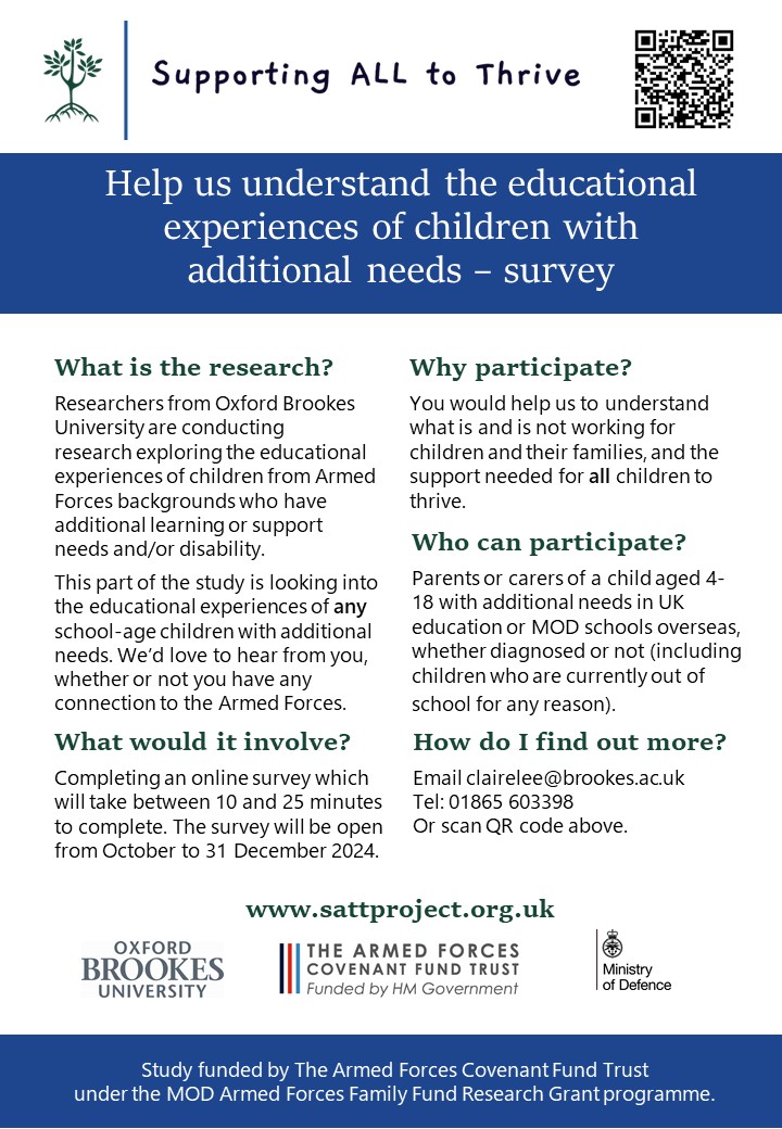 SATTproject's tweet photo. The Supporting All to Thrive study is already collecting important insights into educational experiences of children with additional needs. Be part of this vital research and help shape better support for all children, by taking our 10-25 minute survey. https://t.co/D9Ap14CbnM https://t.co/arJm3pgt5f