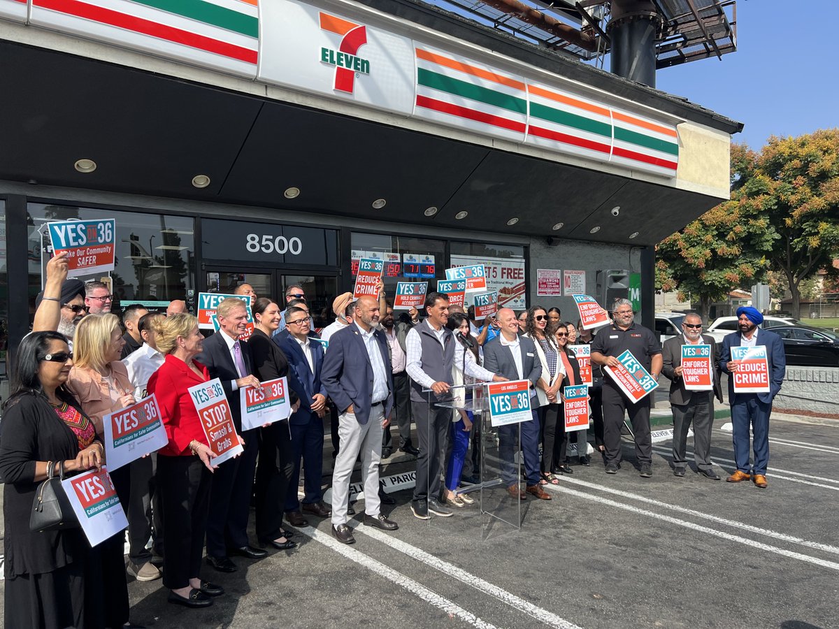 SaulGonzalezCA's tweet photo. Today on @kqed "The California Report," a 7-11 franchise owner in Los Angeles talks about the impact of his store getting hit twice in smash and grab robberies and his support for Proposition 36. #KQED #Proposition36 https://t.co/yagusUjoWG