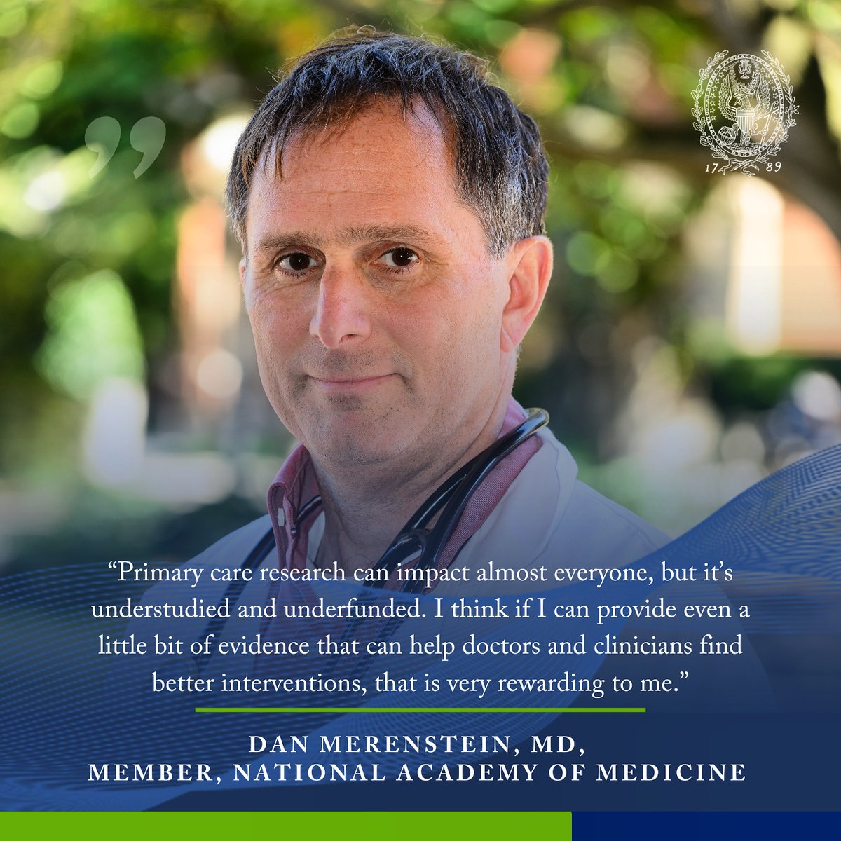 We’re thrilled to share that Dan Merenstein, MD, professor of family medicine in the School of Medicine and professor of human science in the @gtownsoh, has been elected to <a href="/theNAMedicine/">National Academy of Medicine</a>. <a href="/aafp/">AAFP</a> som.georgetown.edu/news-stories/d…