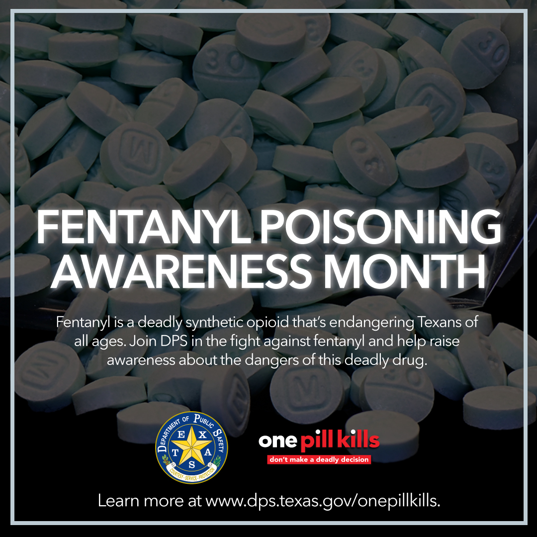Fentanyl is the No. 1 killer of Americans ages 18-45.

October is Fentanyl Poisoning Awareness Month, and DPS is working alongside Gov. <a href="/GregAbbott_TX/">Greg Abbott</a> to educate Texans on this dangers of this deadly drug. The reality is the fentanyl crisis is affecting the lives of our fellow