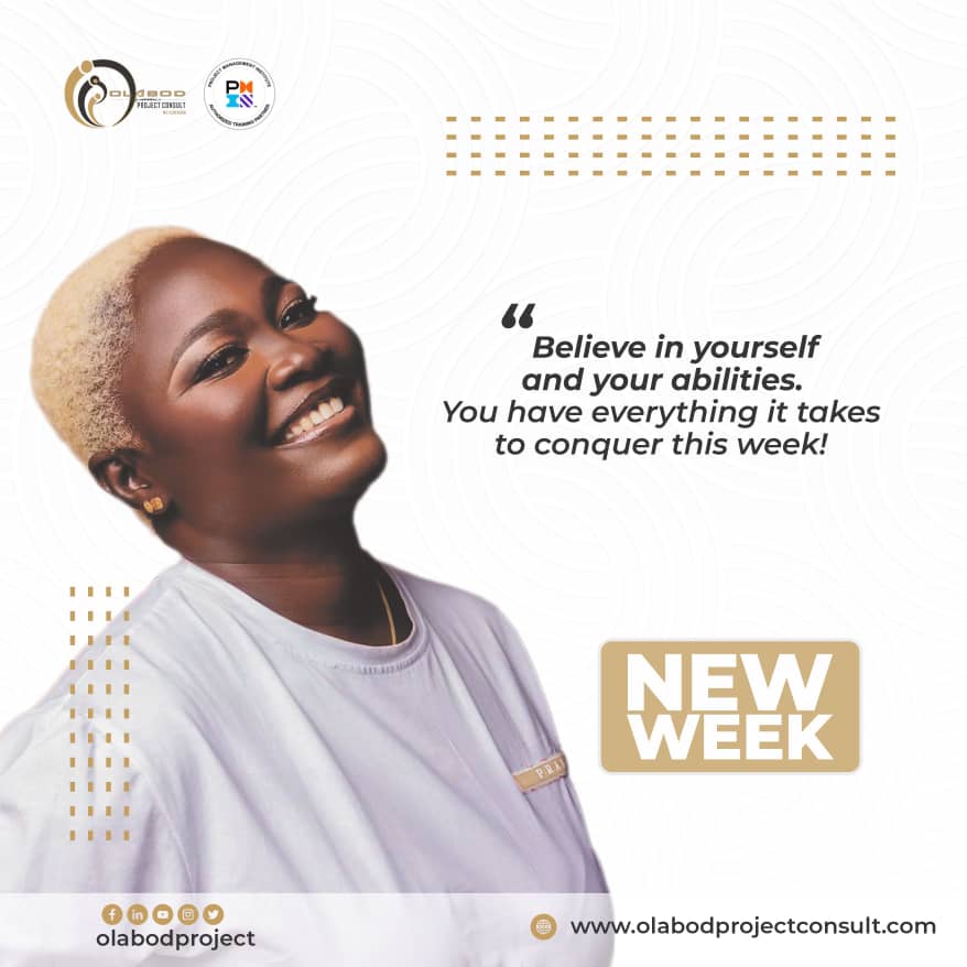 olabodproject's tweet photo. Believe in yourself and your abilities
You have everything it takes to conquer this week
I hope you have a fabulous week ahead of you. Happy New Week!
Train with PMI-APPROVED Academy
PMI-ATP, USA 🇺🇸
https://t.co/nkBzSP8vTv
Info@olabodprojectconsult.com
#PMP #olabodproject https://t.co/fkw47h6q9n