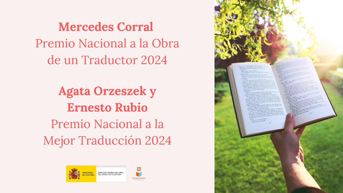 Mercedes Corral, #PremioNacional a la Obra de un Traductor 2024, y Agata Orzeszek y Ernesto Rubio, #PremioNacional a la Mejor Traducción 2024.

¡Enhorabuena! 👏

Más info sobre los premiados 👇
