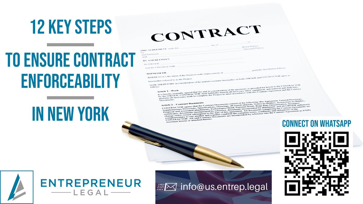 JTempelberg's tweet image. As an entrepreneur, understanding #contract #enforceability is crucial to #protectingyourbusiness.

Read our 📑12 Key Steps to Ensure Contract Enforceability in #NewYork

Benefit from essential #legalprinciples and actionable steps to safeguard your #business #agreements.