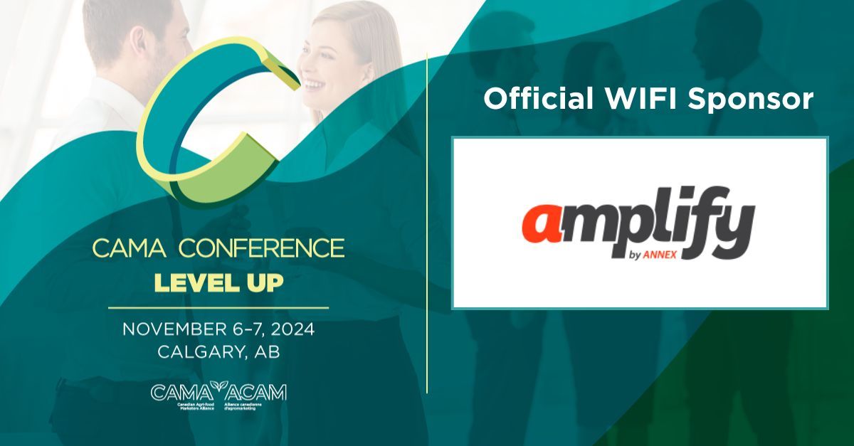Canadian Agri-food Marketers Alliance (@cama_acam) on Twitter photo We're thrilled to have Amplify as our Official Wifi Sponsor! Thank you for supporting agri-food marketers in their quest to level up! Thank you Amplify! #CAMALevelUp #SponsorShoutout We're thrilled to have Amplify as our Official Wifi Sponsor! Thank you for supporting agri-food marketers in their quest to level up! Thank you Amplify! #CAMALevelUp #SponsorShoutout