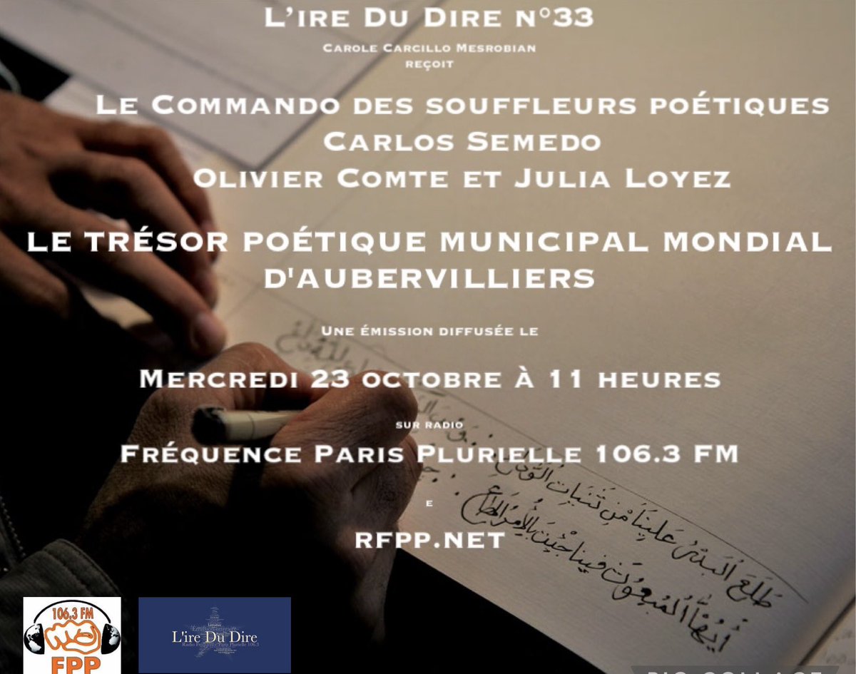 Ce Mercredi 23 11 heures pour un entretien exceptionnel avec les activistes du Commando des Souffleurs poétiques. Rendez-vous sur FOP 106.3 FM ou sur rfpp.net.