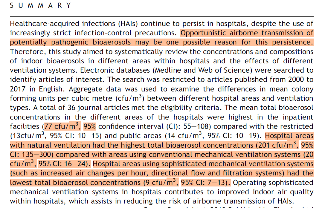 EvonneTCurran's tweet image. They are in the air.
In every sample. 
Care is delivered in a bioaerosol soup.
Now tell me again why hands are No 1. Or better still show me the citations that evidence it. 
journalofhospitalinfection.com/article/S0195-…