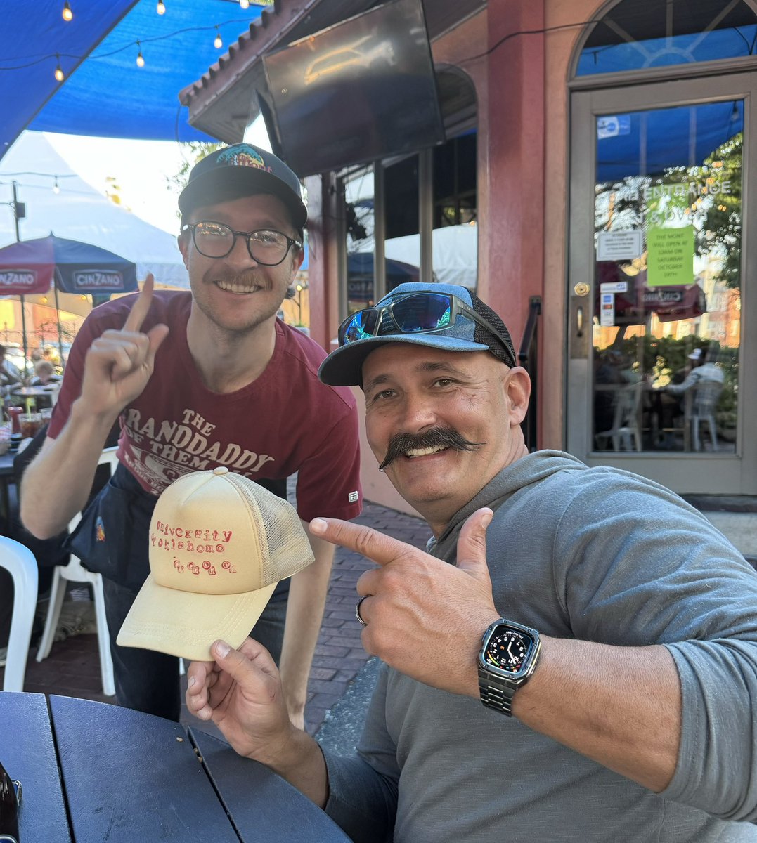 KBarcus's tweet image. Went to The Mont in Norman last weekend! Bought this hat right off the waiter’s head! #UniversityofOklahomo