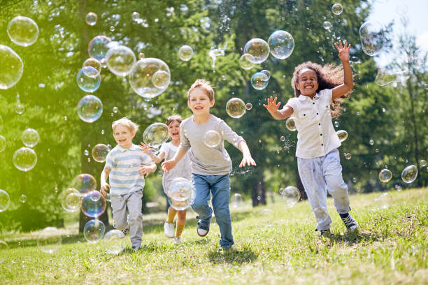 Children’s joy 
 Chasing bubbles till they burst—  
Childhood disappears