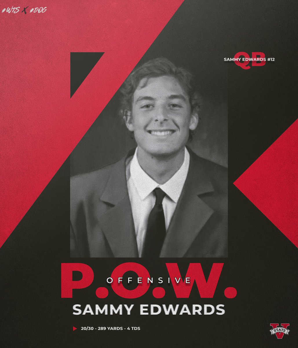 VState_Football's tweet photo. It was another day at the office for 12.

Sammy Edwards is our Offensive Player of the Week.🔥

#WTS #DOG #ISO https://t.co/qgOLiKqMBH