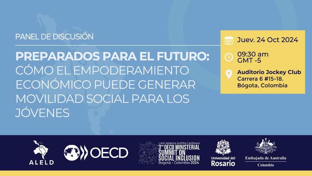 Te invitamos al panel de discusión, donde líderes juveniles y representantes de alto nivel se reunirán para explorar cómo el empoderamiento económico impulsa la movilidad social y la inclusión productiva en Latinoamérica y el Caribe.

🔗 ¡Inscríbete acortar.link/9w0YZE !