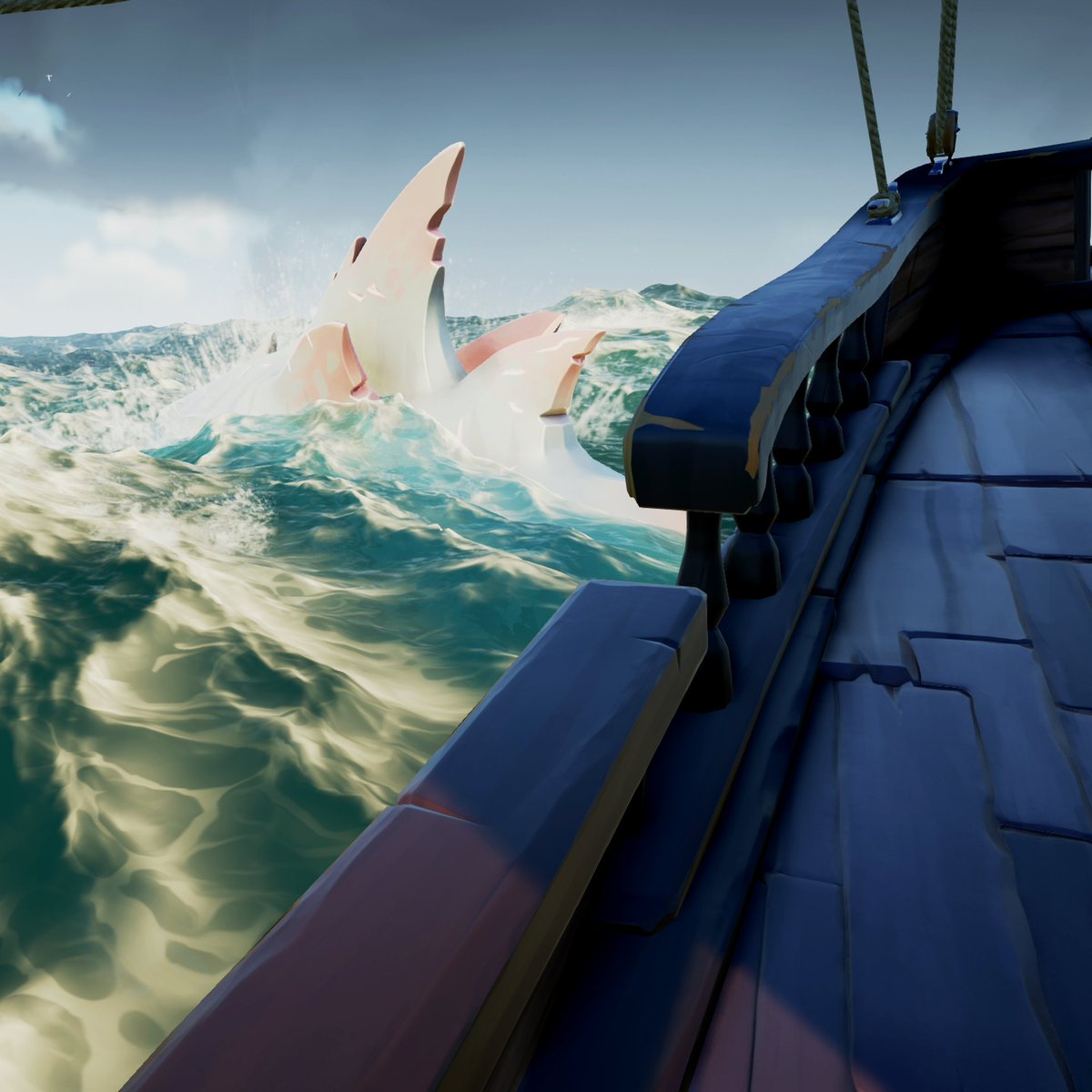 PhuzzyBond's tweet photo. For the longest time, I had a theory of a way that increased the chance of spawning a megalodon.

After our encounter with the Shrouded Ghost yesterday, I have noticed that my theory is correct. 

No it's not a reliable way to "farm megalodons", but definitely increases the chance of it spawning, if the circumstances align.

Time for real Sea of Science, Video Tomorrow 🫡 #SeaOfThieves