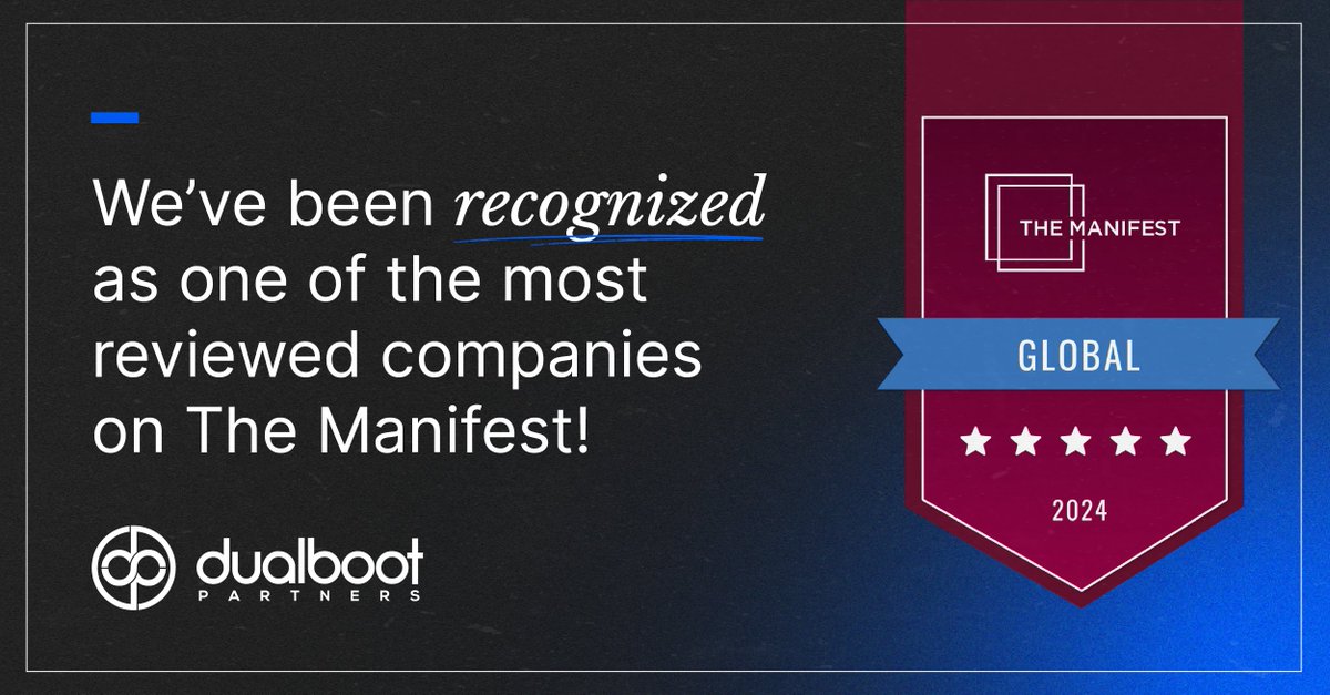 Dualboot Partners (@dualboot_ptrs) on Twitter photo Excited to share that we’ve been recognized by <a href="/the__manifest/">The Manifest</a> as a Global Award winner, being one of the most reviewed companies globally in Cloud Consulting, Go, and Ruby on Rails! 🚀
Curious to learn more? Check out our profile: lnkd.in/dyzj9C9M Excited to share that we’ve been recognized by <a href="/the__manifest/">The Manifest</a> as a Global Award winner, being one of the most reviewed companies globally in Cloud Consulting, Go, and Ruby on Rails! 🚀
Curious to learn more? Check out our profile: lnkd.in/dyzj9C9M