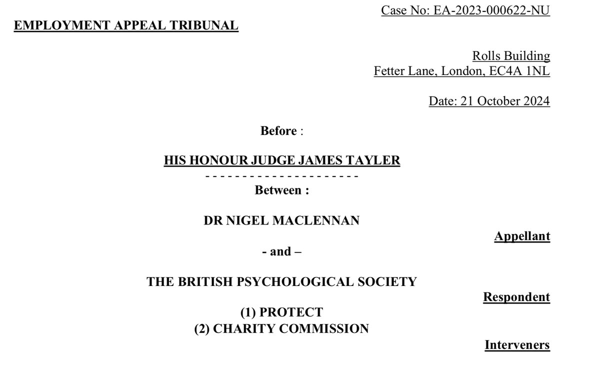 So, after distress and disruption, HUGE expense and time wasted, Whistleblower President- Elect Nigel MacLennan wins his Appeal and can take the British Psychological Society <a href="/BPSOfficial/">British Psychological Society</a>  to an Employment Tribunal. And members can hear the whole sorry debacle, which continues