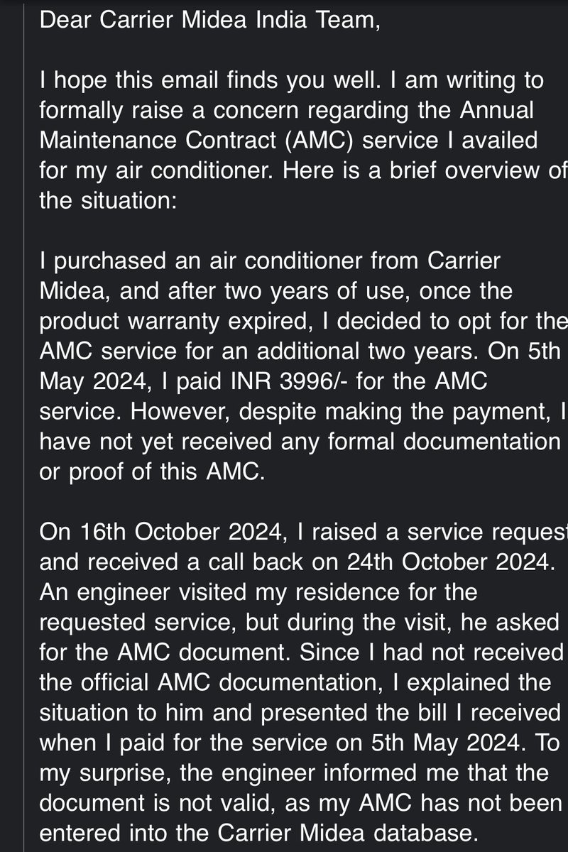 PrashantChaub's tweet photo. @CarrierHVAC @HuaweiCarrier @carrier 

Awaiting a response from your team.  I have written mail and tried contacting on the customer care number also but got no solution. https://t.co/Xe1om5kLB3