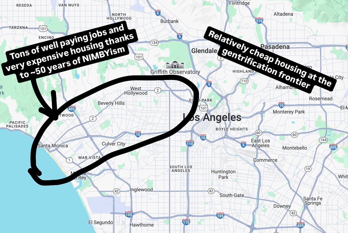 maxdubler's tweet photo. The cultural conflict over this market is downstream from housing.

Los Angeles’ working class Latino neighborhoods are getting more expensive and attracting hipsters because whiter, wealthier west side neighborhoods have blocked almost all new housing development since the 70s. https://t.co/MXrtgnmepk