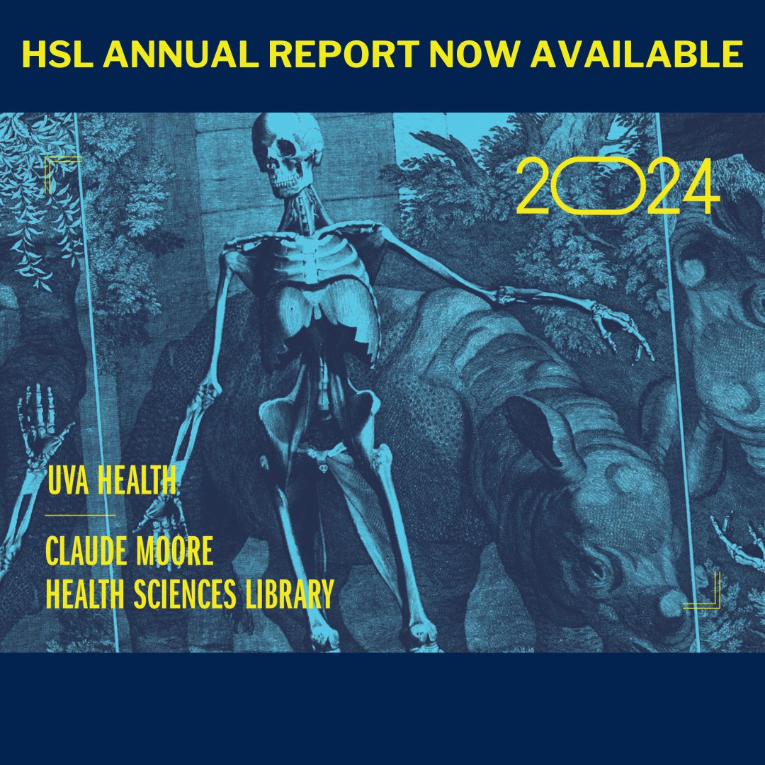The Claude Moore Health Sciences Library's annual report for fiscal year 2024 is now available! Visit our lobby for physical copies, a digital version can be found here: guides.hsl.virginia.edu/ld.php?content…