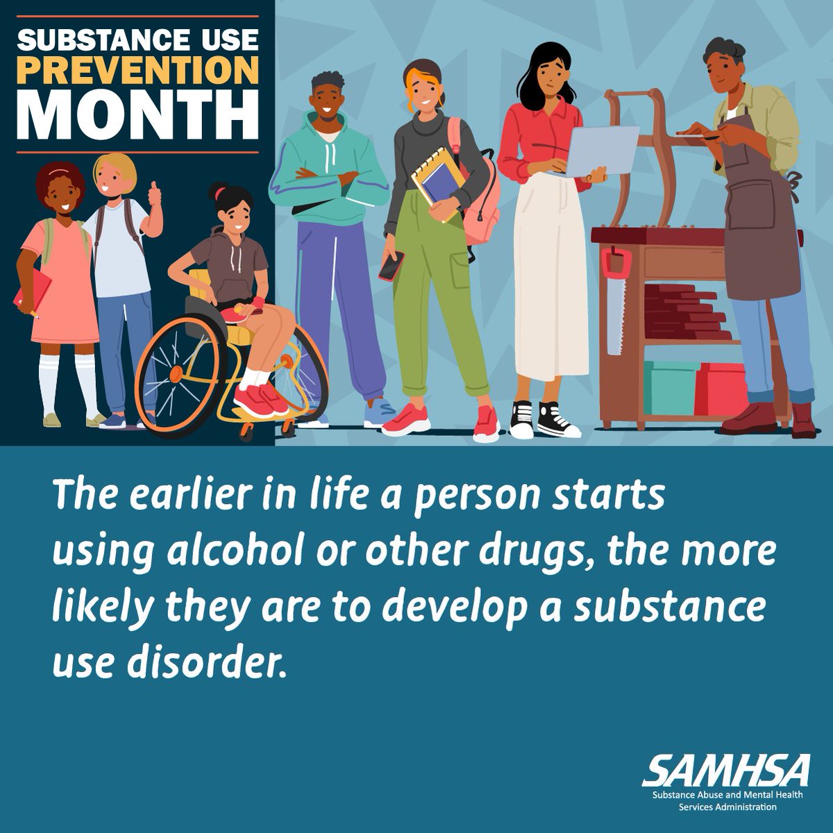 samhsagov's tweet photo. Early prevention is critical. https://t.co/nULoprJIC5  #SubstanceUsePreventionMonth #PreventionMonth #MyPreventionStory https://t.co/HFDXaQHdcz