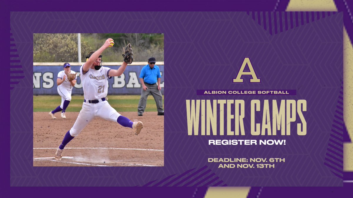 Don't forget to sign up for our indoor camps this winter! The deadlines are fast approaching and we want to see you there!
Sign up at:  albionsoftballcamps.com