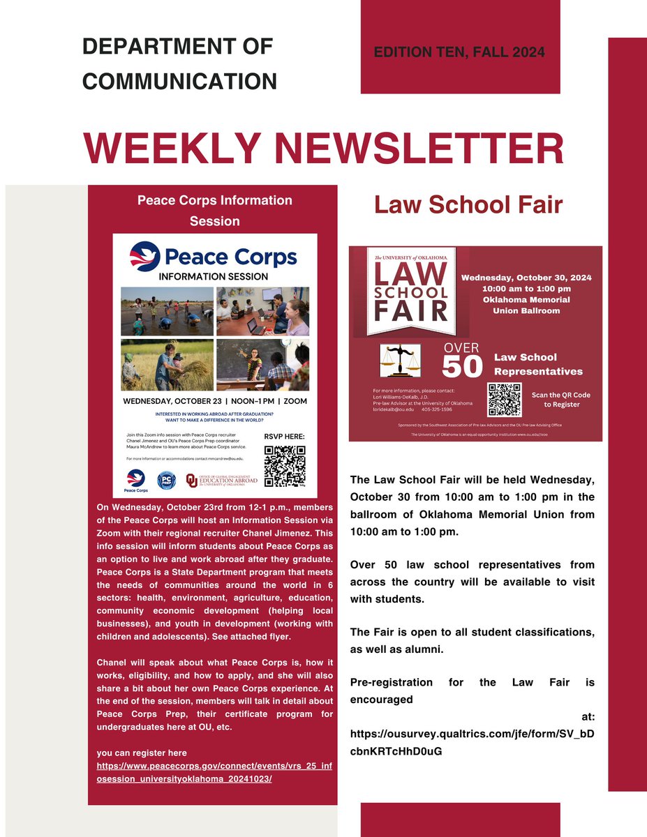 Here is this week's Communication Department Newsletter, including some fun activities to take part in! Have a great week 🍂