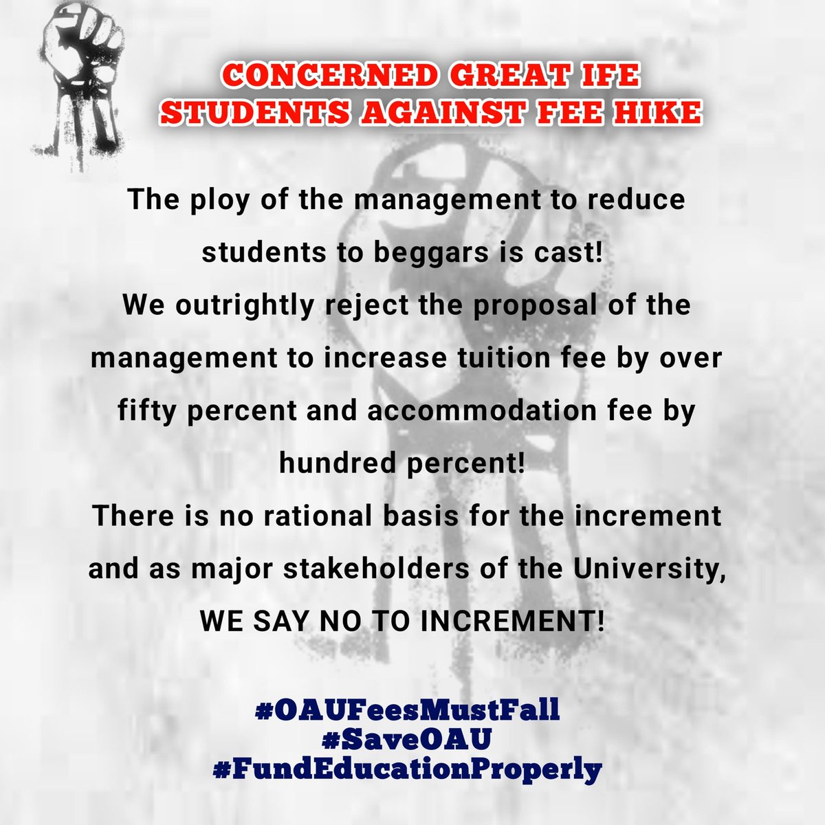 Concerned Great Ife Students Against Fee Hike tweet media