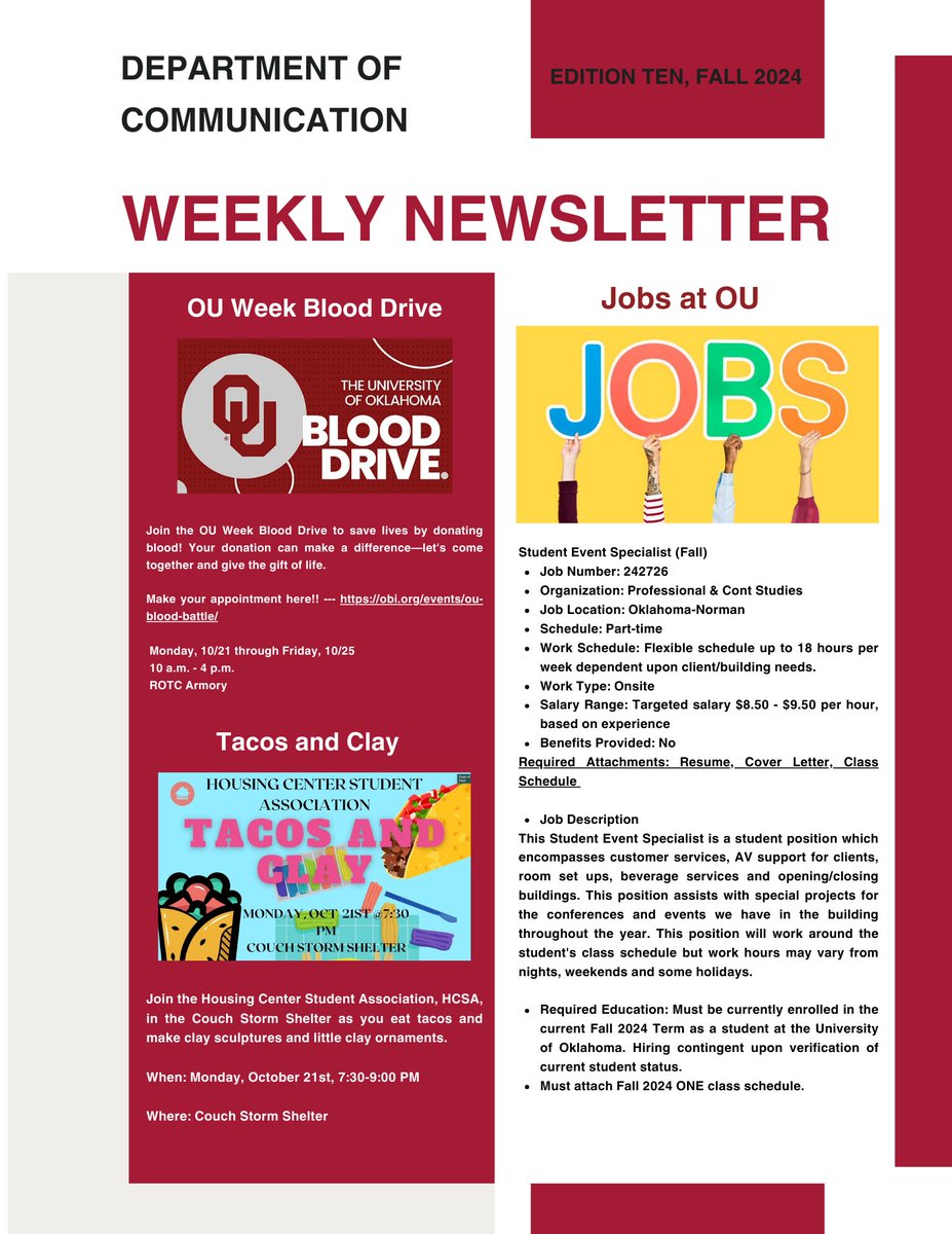 Here is this week's Communication Department Newsletter, including some fun activities to take part in! Have a great week 🍂, part 2