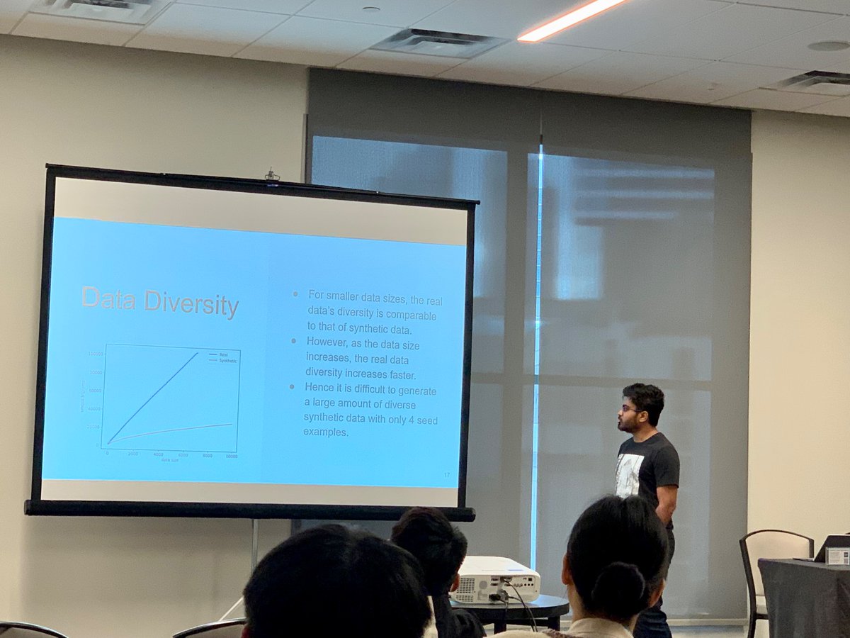 Neel_Bardhan's tweet photo. Great talk on using few-shot real data and synthetic data generation for improving LLM classification in low-resource sentiment analysis applications by @patwa_parth @INFORMS2024 #INFORMS2024 https://t.co/kKToV1G5Lp