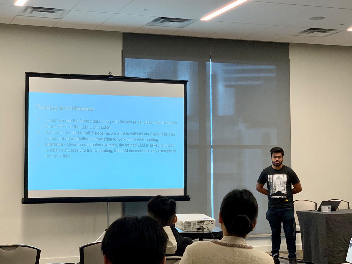 Neel_Bardhan's tweet photo. Great talk on using few-shot real data and synthetic data generation for improving LLM classification in low-resource sentiment analysis applications by @patwa_parth @INFORMS2024 #INFORMS2024 https://t.co/kKToV1G5Lp