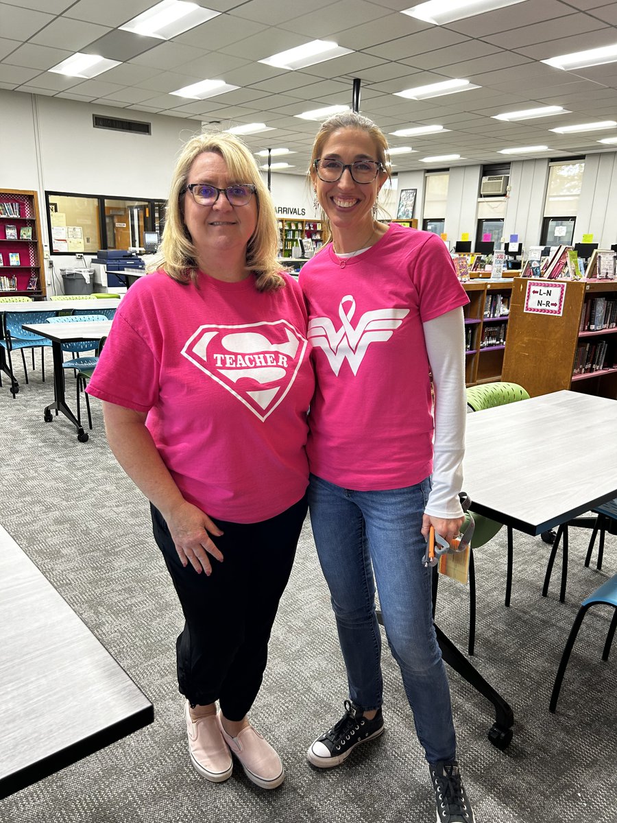 Superhero Day for Violence Awareness Week and Pink Out Day!  Perfect Shirts!  <a href="/HTSD_Grice/">Grice Middle School</a> <a href="/WeAreHTSD/">WeAreHTSD</a> #PinkOut #Superteachers