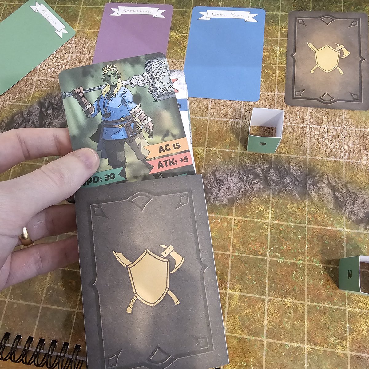 When you realise just how much stuff you can actually make it home, it gets kind of addictive. Prototype print at home / custom deck box. 

The colored initiative cards and paper minis are both free for newsletter subscribers

dandmadeeasy.com/newsletter

#ttrpgcommunity