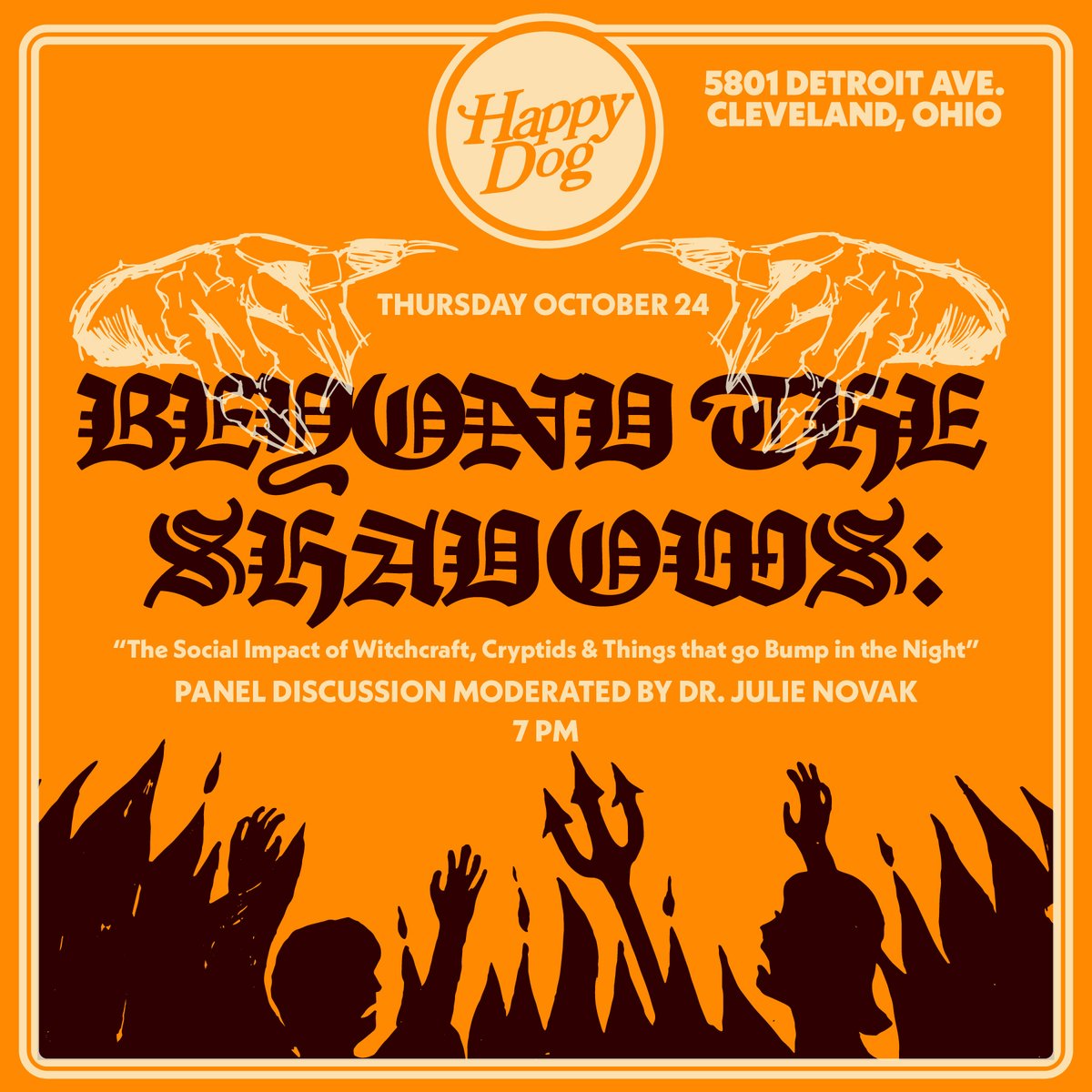 For anyone in the Cleveland area, I will be at the Happy Dog talking with the <a href="/BucklandMuseum/">Buckland Museum of Witchcraft & Magick</a>  about cryptids, witchcraft, and their social impacts.
Thursday, 24 October from 19.00