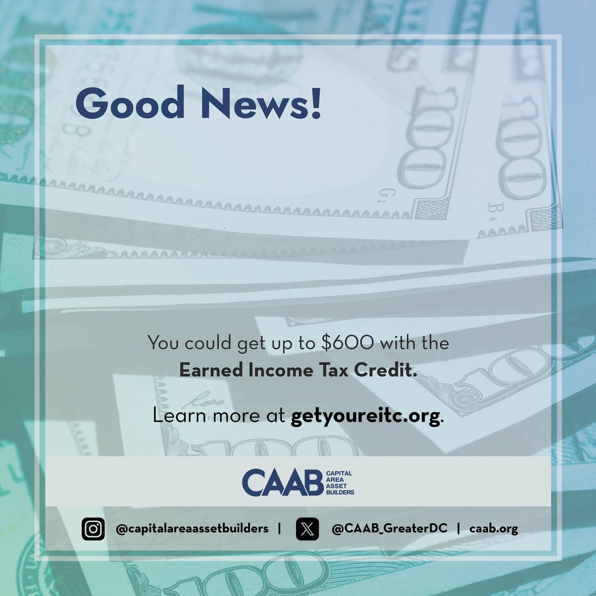 Heard the news? If you work &amp; are aged 25-64, you may be eligible to claim $$ this tax season. Learn more about the Earned Income Tax Credit. Visit GetYourEITC.org to learn more. #EITC