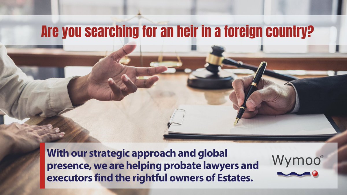 Wymoo's tweet image. Wymoo International specializes in heir searches globally, delivering  reliable results. Learn more about how we can help your law firm at  wymoo.com #HeirSearch #legalsupportservices