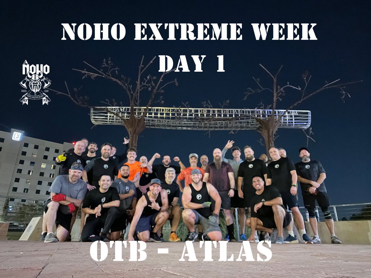 <a href="/f3NoHo/">F3NoHo</a> Extreme Week Day 1 at The Atlas this morning 🔥

26 men in attendance 🤛 

<a href="/f3Nation/">F3</a> <a href="/f3NoHo/">F3NoHo</a> <a href="/f3houston/">F3Houston</a>