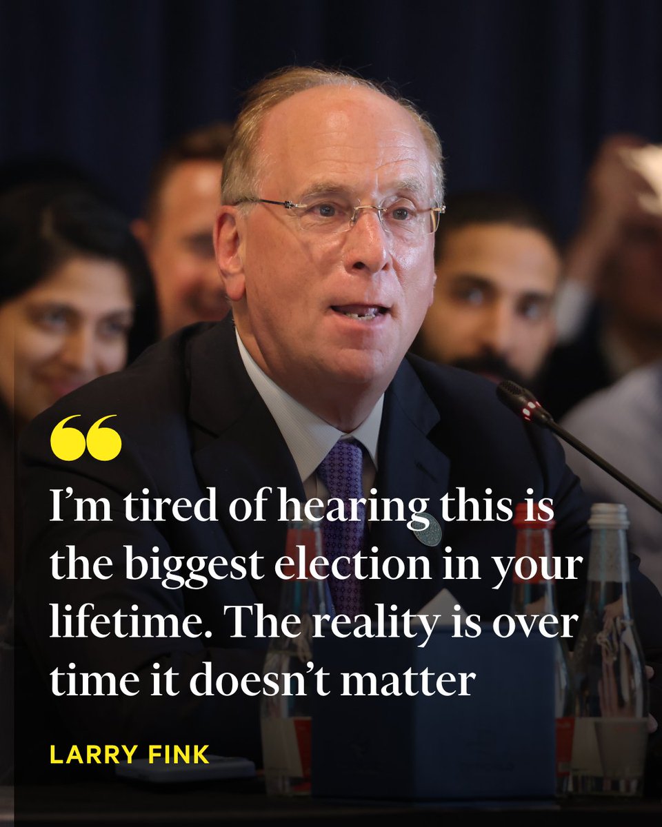 The co-founder of the world’s largest asset manager has said the outcome of the looming US election between Kamala Harris and Donald Trump 'really doesn’t matter' for financial markets. on.ft.com/3YuRBJr