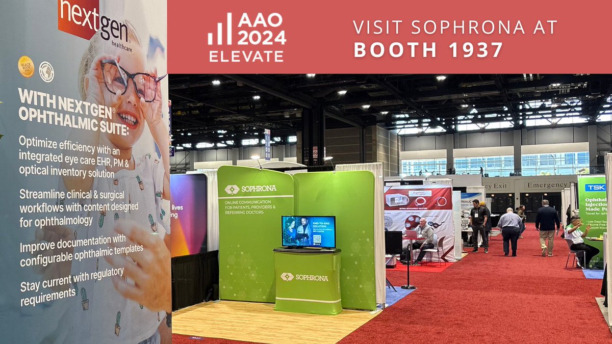 EyeSophrona's tweet photo. It’s the final day of #AAO2024. Swing by Booth 1937 to chat w/our team before you go! We’d love to show you how our solutions can elevate your practice—whether it’s improving referrals, reducing staff time, making online scheduling a breeze, or keeping schedules full. https://t.co/ciTctQCtsQ