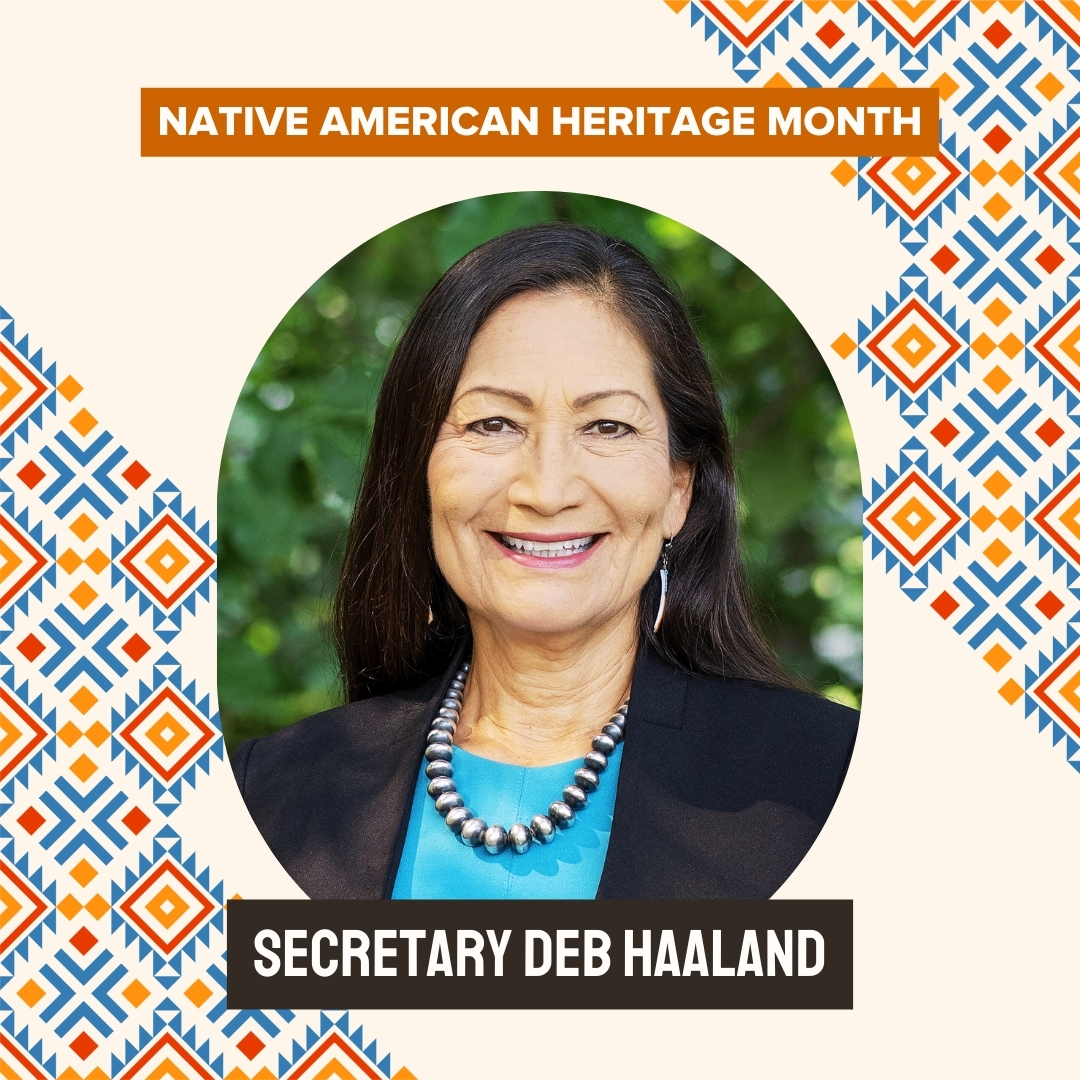 JavelinaCo's tweet photo. This National Native American Heritage Month, we celebrate the cultures and contributions of Native peoples, including Interior Secretary Deb Haaland, the first Native American U.S. Cabinet member, who is leading efforts to protect public lands and tribal sovereignty. https://t.co/mvnOhM9qIn