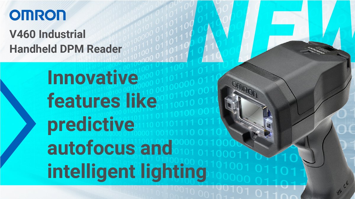 OmronAutomation's tweet photo. #Barcode and #DPM scanning has never been easier, thanks to the #OMRON V460! With predictive autofocus and intelligent lighting, the V460 #BarcodeReader provides an intuitive out-of-box reading experience and seamless PLC connectivity. Find out more: https://t.co/HbT1Thdlcx https://t.co/49FIBJmhfY