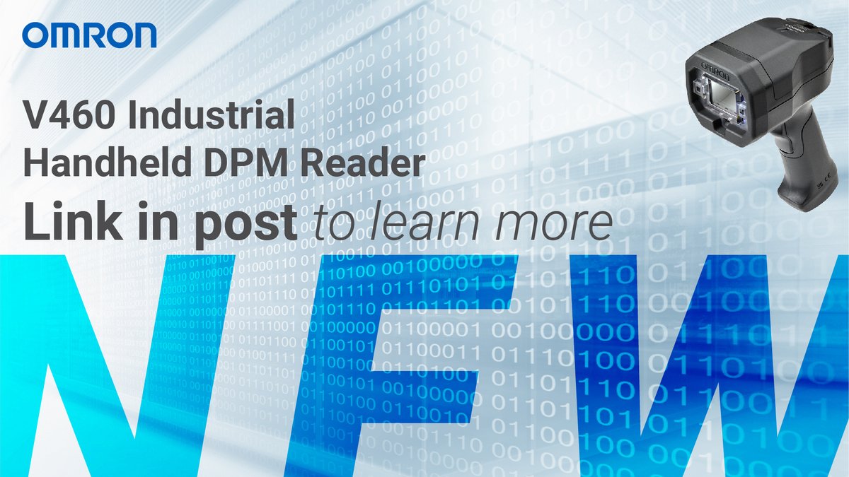 OmronAutomation's tweet photo. #Barcode and #DPM scanning has never been easier, thanks to the #OMRON V460! With predictive autofocus and intelligent lighting, the V460 #BarcodeReader provides an intuitive out-of-box reading experience and seamless PLC connectivity. Find out more: https://t.co/HbT1Thdlcx https://t.co/49FIBJmhfY