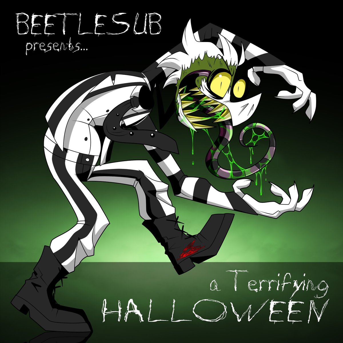StudiosSub's tweet photo. *Staring: #EddyEight (#SuperGlitchE8 (BeetleSub)).

/#MonsterCreature #CartoonArt #Beetlejuice #Halloween #TimBurton #horror #ocart/.

"@SubRealStudios1". https://t.co/2CVVU1XALD