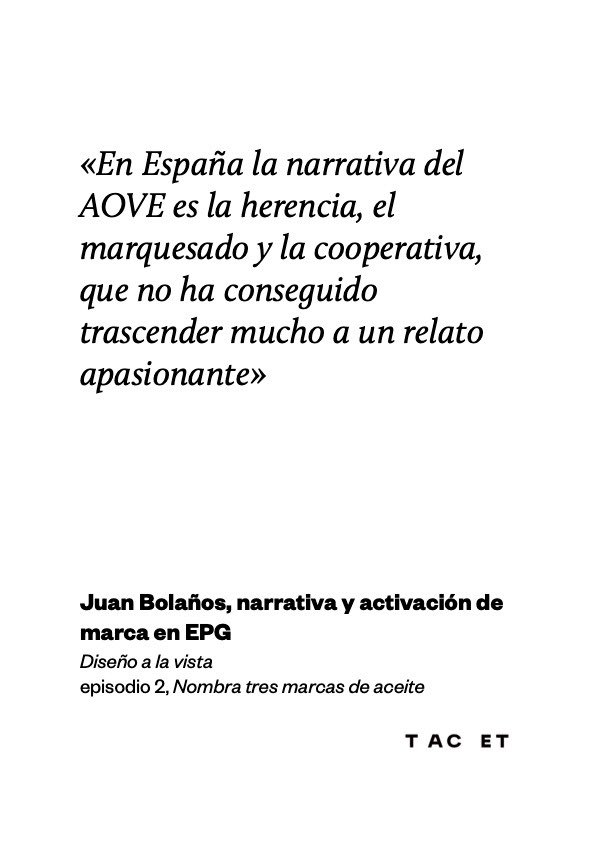 somostacet's tweet photo. ¿Te acuerdas del juego “Di tres marcas de…”?

Juguemos: “Nombra tres marcas de aceite”. 

¿Solo se te ocurre Carbonell? ¿Por qué no recordamos más marcas de aceite? 

‘Diseño a la vista’, el podcast de Tacet con Estudio Pablo Gallego.  

https://t.co/oJicDK8iyW https://t.co/HjqwVtEJeb