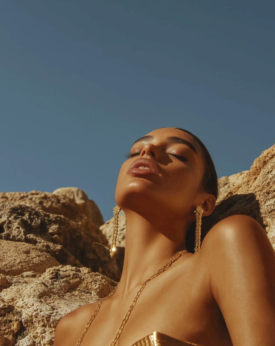 tryChant's tweet photo. Made by #midjourney.

Prompt: A model with an elegant hand pose, showing off her manicure in the sun on top of rocks, wearing gold earrings and a necklace, captured by photographer K for a beauty magazine cover. The woman’s head is tilted back slightly as she looks up at the sky, her eyes closed to convey peace and serenity. Her skin has a natural glow from the sunlight, highlighting her glossy lips and well-groomed eyebrows. She wears a simple yet stylish dress that accentuates her figure.

Check more AI-generated images on @vavebg