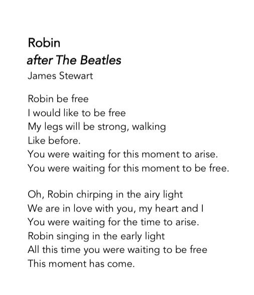 Jennifer Keane (@jennykeanenhs) on Twitter photo Incredible work by <a href="/BrainInjMatters/">Brain Injury Matters</a> <a href="/JonnieMcC/">Dr Jonnie McCrea</a> James Stewart’s moving poem ‘Robin’ from ‘Dreams Passerine’ highlights the power of rehabilitation and recovery. His words are a testament to the resilience of patients on their journey to healing. #BrainInjury #Rehabilitation Incredible work by <a href="/BrainInjMatters/">Brain Injury Matters</a> <a href="/JonnieMcC/">Dr Jonnie McCrea</a> James Stewart’s moving poem ‘Robin’ from ‘Dreams Passerine’ highlights the power of rehabilitation and recovery. His words are a testament to the resilience of patients on their journey to healing. #BrainInjury #Rehabilitation
