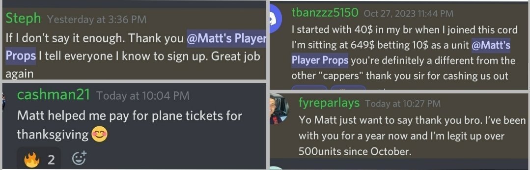 Mattplayerprops's tweet photo. 🚨BIG ANNOUNCEMENT🚨 

To celebrate NBA returning, I'm offering a HUGE DISCOUNT for season long packages in my Dubclub! FIRST 50 PEOPLE ONLY

6 MONTHS for price of 4, 2 months FREE⬇️
https://t.co/E0FzZlSWAt
8 MONTHS for price of 5, 3 months FREE⬇️
https://t.co/J0HJamEyD6

I can confidently say that this will be the best investment you can make. Many across the gambling community are happy that NBA is back and say "this is my best sport" but the large majority fail to live up to that. I WILL make that statement true and let the long term results do the talking. ALL of my members from previous seasons can vouch as well. See some reviews from subs attached 

🔥NBA 23-23' record: (389-250-5)
🔥NBA 22-23' record: (592-342-9)
🔥NBA 21-22' record: (311-171-7)

Not a concrete exact amount of units for solely NBA due to being on DFS sites and having mixed sport entries often, but from October-April unit totals in last 2 years in my Dubclub:
+𝟮𝟰𝟱.𝟴𝟳 𝘂𝗻𝗶𝘁𝘀 23-24' from OCT-APR
+𝟮𝟯𝟵.𝟴 𝘂𝗻𝗶𝘁𝘀 22-23' from OCT-APR

Every single play is recapped and tracked daily. All normal lines (NO ALT's) widely available across DFS sites and/or sportsbooks. My unique approach combines analytical and advanced stats research with knowing matchups, defensive schemes and rotations. I provide my analysis showing you why each play I select has value and an edge. My write-ups are the most in depth with you will see in this space. I understand the game and how to get great value in the player prop market.

Come join me and the thousands of people who trust my plays! Let's crush another season together 🚀
#GamblingTwitter