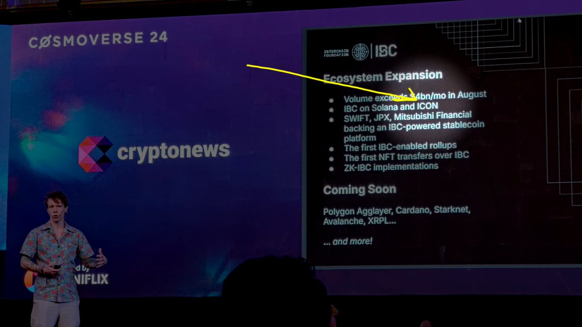 Great to see #Cosmoverse2024 highlighting how ecosystems like <a href="/cosmos/">Cosmos - The Interchain ⚛️</a> value ICON's contributions to interoperability.

Maybe coolest is that this picture was actually taken by ICON Foundation and <a href="/hana/">Hannah Na</a> representatives.