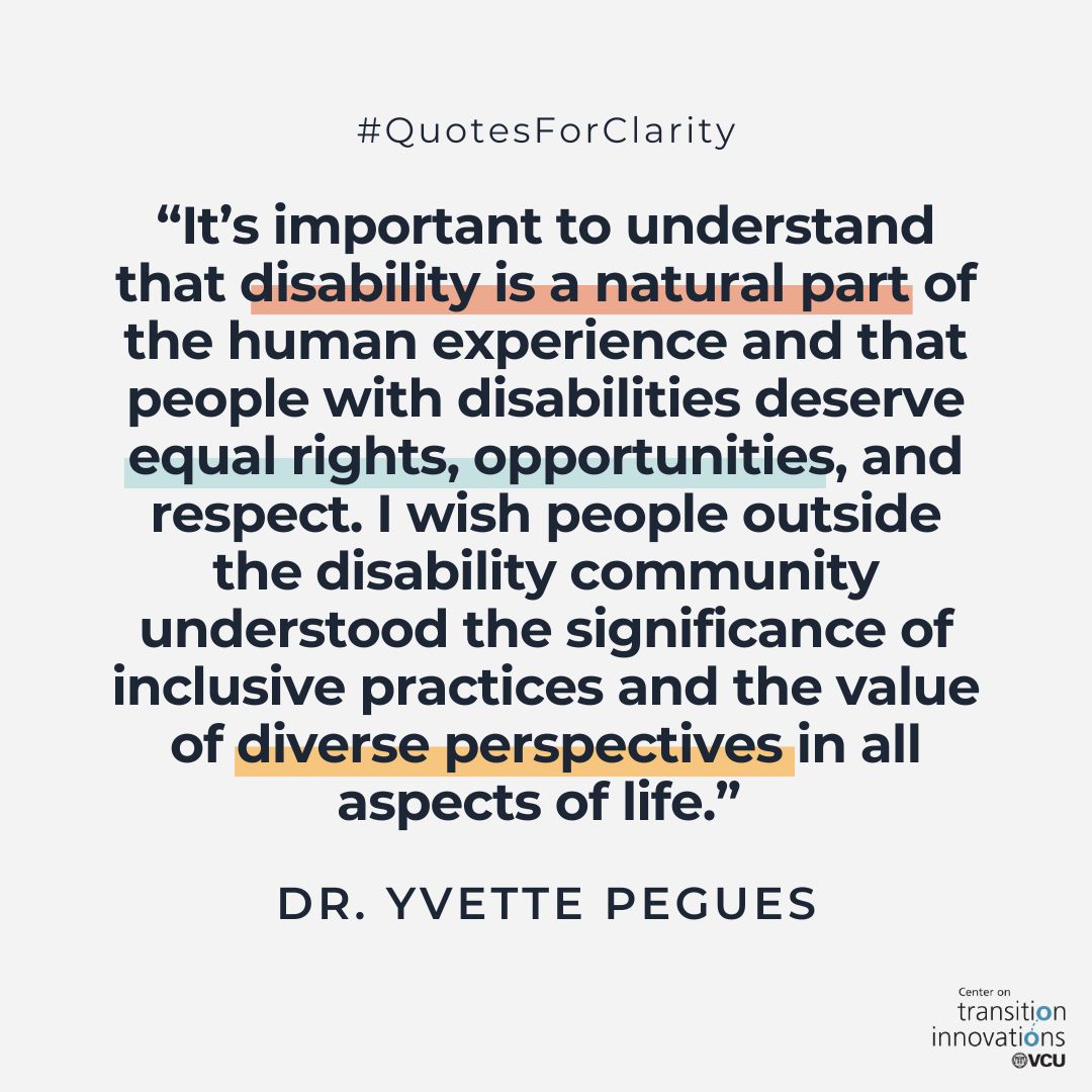 Dr. Yvette Pegues, a disability advocate, inclusion expert, speaker, and author, shares a powerful perspective on disability.

As a trailblazer who educates others on disability inclusion and adaptive living, Dr. Pegues encourages us to create spaces where everyone can thrive.