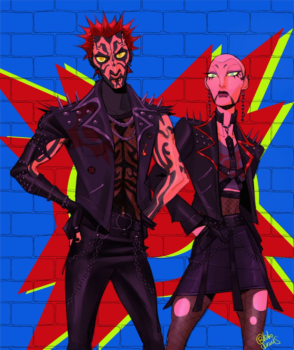 Revisited my punk Maul and Ventress designs from some years ago 🖤
#StarWars #StarWarsfanart #darthmaul #asajjventress