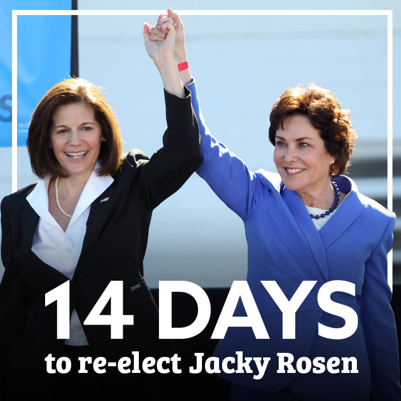 CortezMasto's tweet photo. In Nevada, we know that every vote matters. That's why, with just 14 days left until Election Day, we need to keep up our effort to send @RosenforNevada back to the Senate.

Whether it's door-knocking, phonebanking, or just talking to your friends, it all makes a difference. https://t.co/xjRWd0kNtp